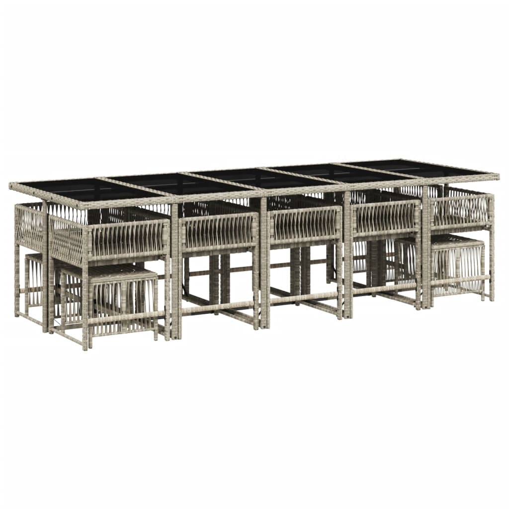 Set da Pranzo da Giardino 15 pz con Cuscini Grigio Polyrattan 3211535