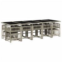 Set da Pranzo da Giardino 15 pz con Cuscini Grigio Polyrattan 3211535