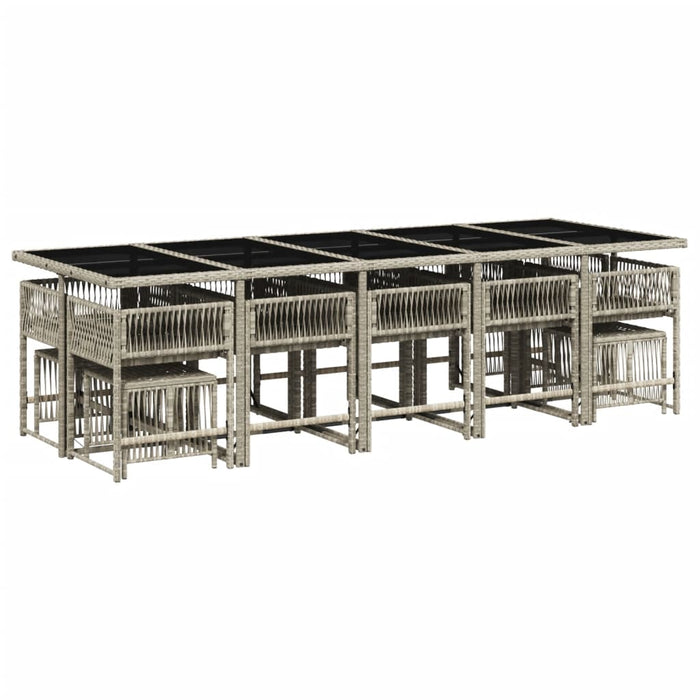 Set da Pranzo da Giardino 15 pz con Cuscini Grigio Polyrattan 3211535