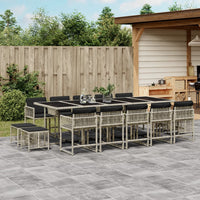 Set da Pranzo da Giardino 15 pz con Cuscini Grigio Polyrattan 3211535