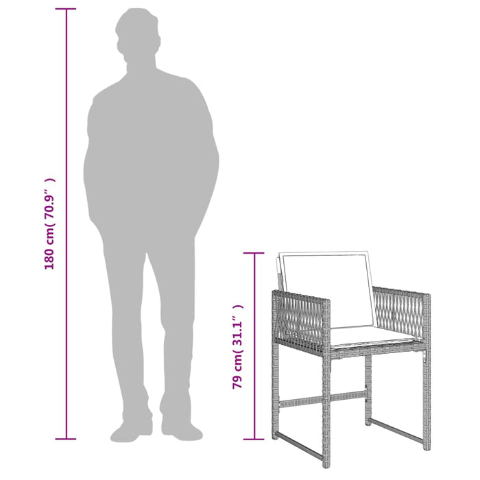 Set Pranzo Giardino 11pz con Cuscini Grigio Chiaro Polyrattan 3211571