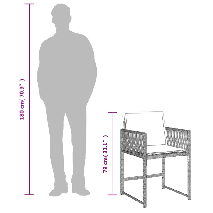Set da Pranzo da Giardino 13pz con Cuscini Grigio in Polyrattan 3211583