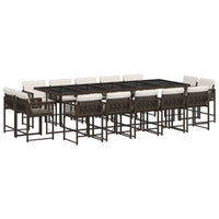Set da Pranzo da Giardino 15 pz con Cuscini Marrone Polyrattan 3211593