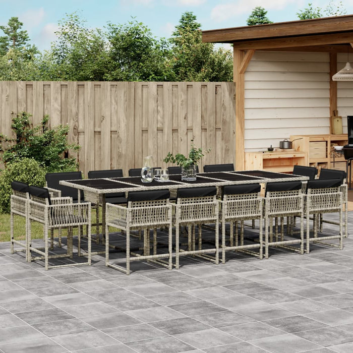 Set da Pranzo da Giardino 15 pz con Cuscini Grigio Polyrattan 3211595