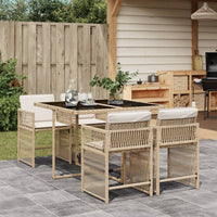 Set da Pranzo da Giardino 5 pz con Cuscini Beige in Polyrattan 3211618