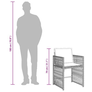 Set Pranzo da Giardino 5pz con Cuscini Grigio Chiaro Polyrattan 3211619