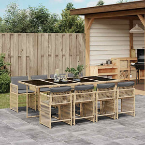 Set Pranzo da Giardino 9 pz con Cuscini Beige Misto Polyrattan 3211644