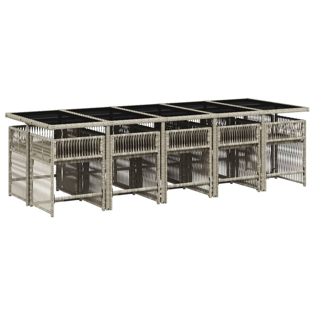 Set Pranzo Giardino 11pz con Cuscini Grigio Chiaro Polyrattan 3211655