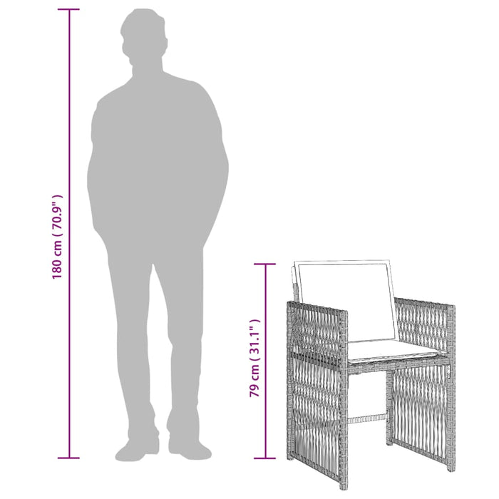 Set Pranzo Giardino 11pz con Cuscini Grigio Chiaro Polyrattan 3211655