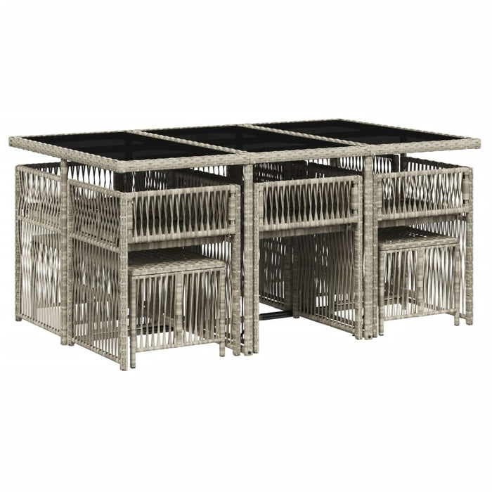 Set Pranzo Giardino 11pz con Cuscini Grigio Chiaro Polyrattan 3211691