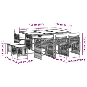 Set Pranzo da Giardino 11 pz con Cuscini Beige Misto Polyrattan