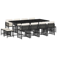 Set da Pranzo da Giardino 13pz con Cuscini Nero in Polyrattan 3211698