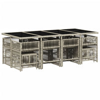 Set da Pranzo da Giardino 13pz con Cuscini Grigio in Polyrattan 3211703