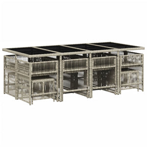 Set da Pranzo da Giardino 13pz con Cuscini Grigio in Polyrattan 3211703