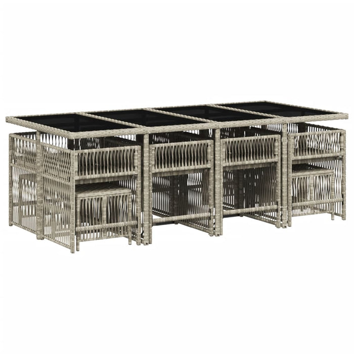 Set da Pranzo da Giardino 13pz con Cuscini Grigio in Polyrattan 3211703