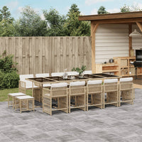 Set da Pranzo da Giardino 15 pz con Cuscini Beige in Polyrattan 3211714