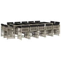 Set da Pranzo da Giardino 15 pz con Cuscini Grigio Polyrattan 3211775