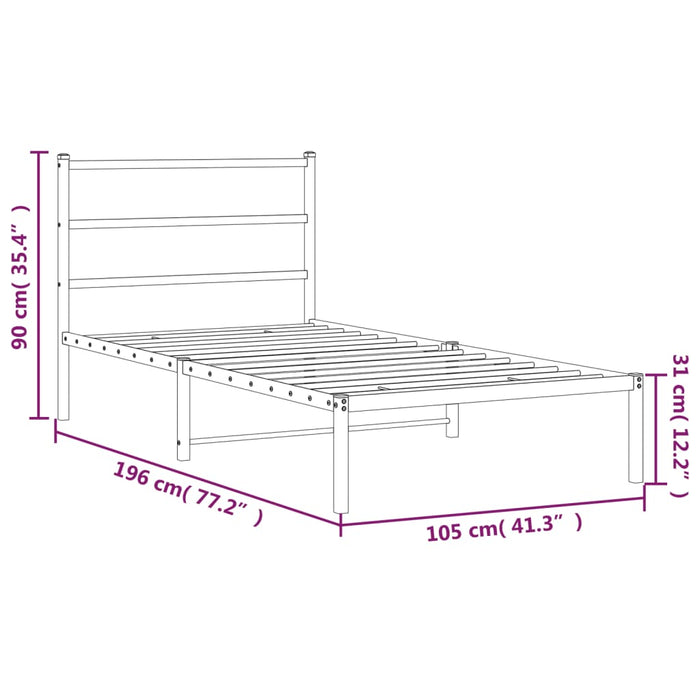 Giroletto con Testiera in Metallo Nero 100x190 cm 355359