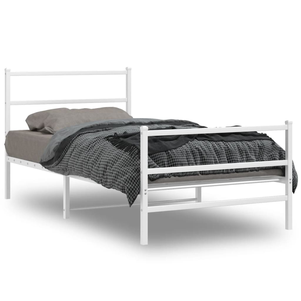 Giroletto con Testiera e Pediera-Struttura Letto Metallo Bianco 107x203 cm 596566