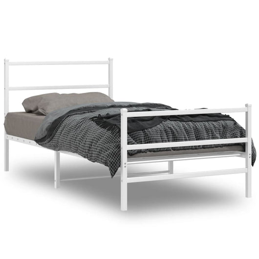 Giroletto con Testiera e Pediera-Struttura Letto Metallo Bianco 107x203 cm 596566