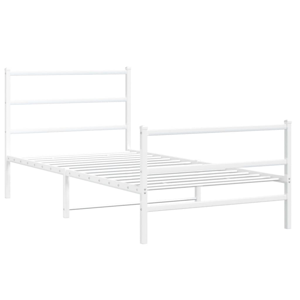 Giroletto con Testiera e Pediera-Struttura Letto Metallo Bianco 107x203 cm 596566