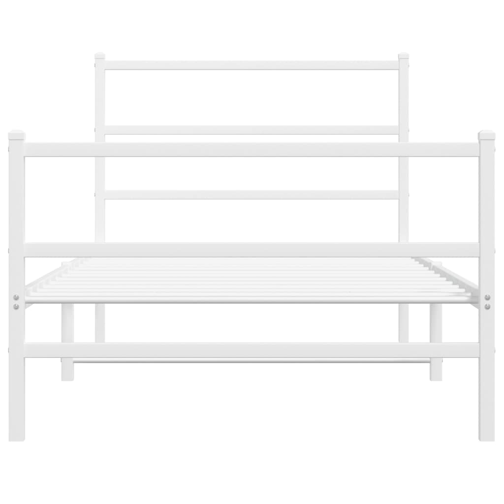 Giroletto con Testiera e Pediera-Struttura Letto Metallo Bianco 107x203 cm 596566