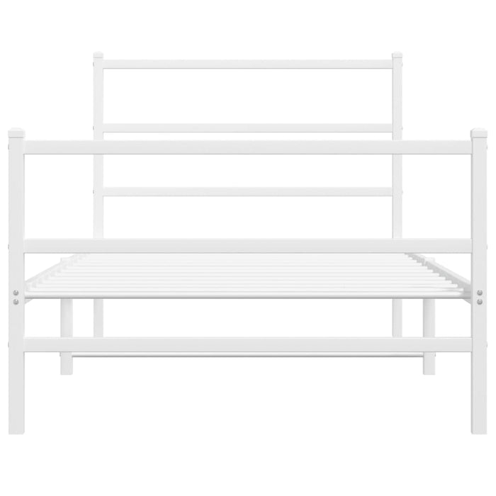 Giroletto con Testiera e Pediera-Struttura Letto Metallo Bianco 107x203 cm 596566