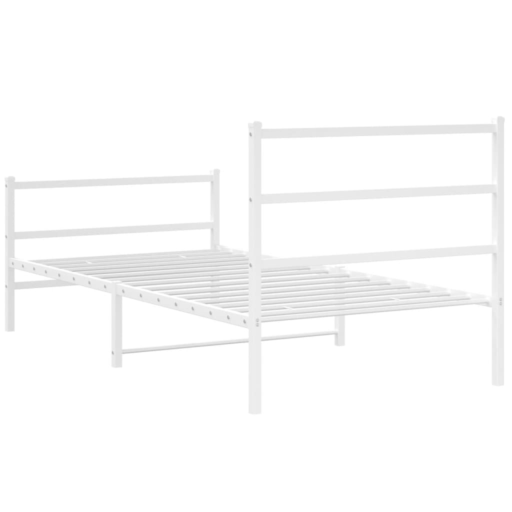 Giroletto con Testiera e Pediera-Struttura Letto Metallo Bianco 107x203 cm 596566