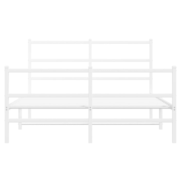 Giroletto con Testiera e Pediera Metallo Bianco 135x190 cm