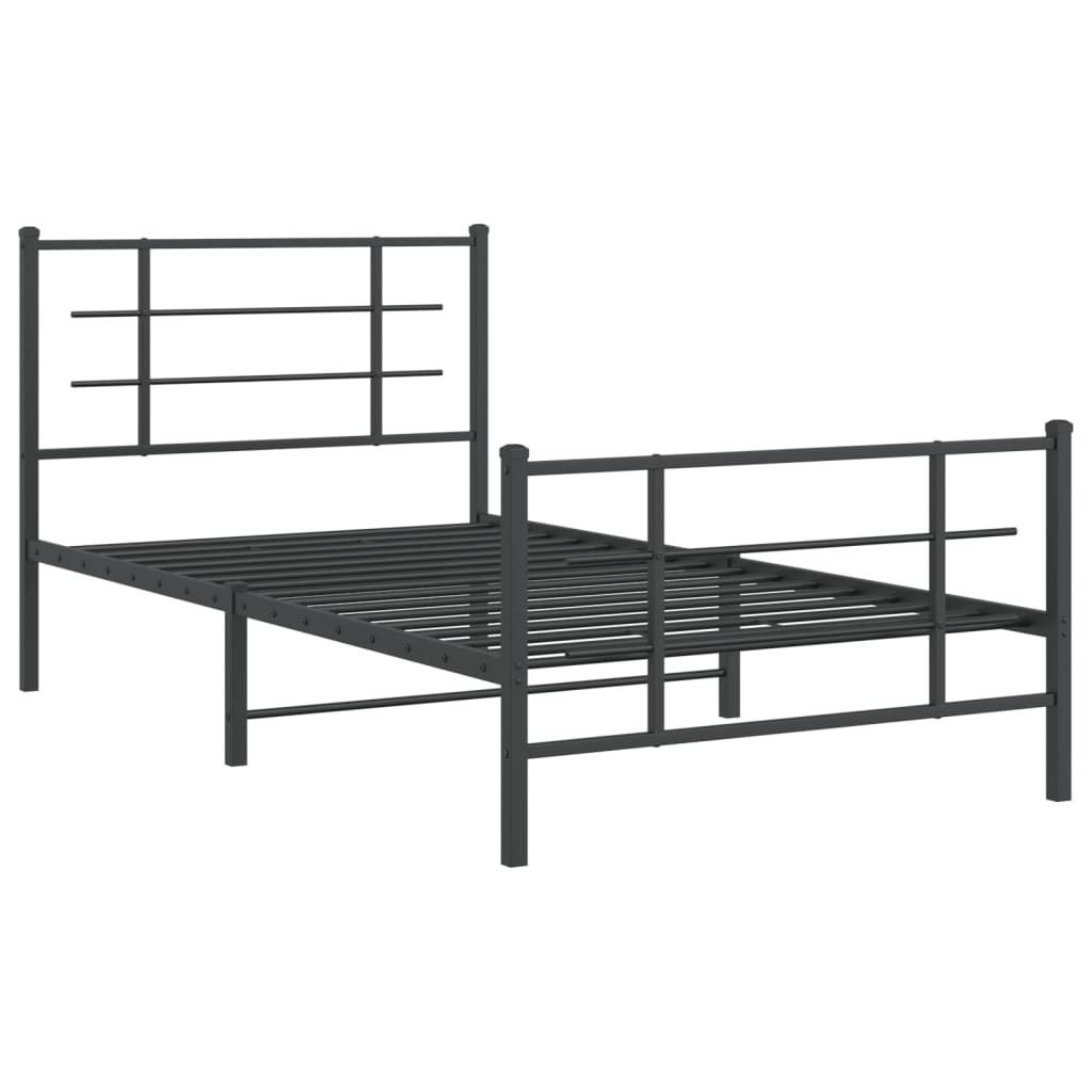 Giroletto con Testiera e Pediera-Struttura Letto Metallo Nero 100x200 cm 465780