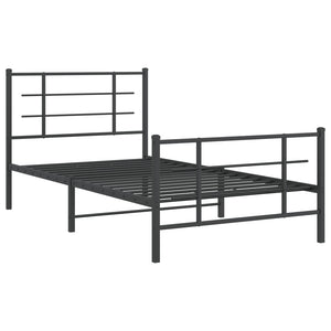 Giroletto con Testiera e Pediera-Struttura Letto Metallo Nero 100x200 cm 465780