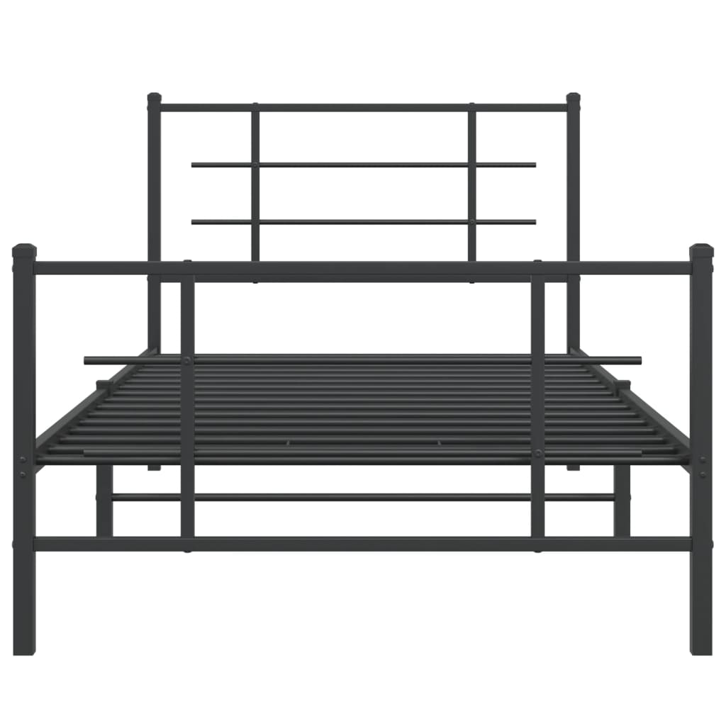 Giroletto con Testiera e Pediera-Struttura Letto Metallo Nero 100x200 cm 465780