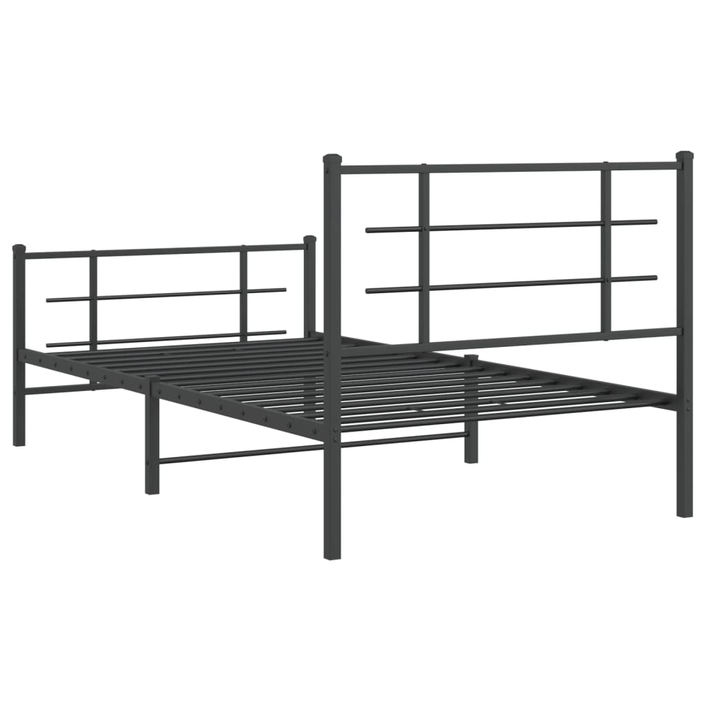 Giroletto con Testiera e Pediera-Struttura Letto Metallo Nero 100x200 cm 465780