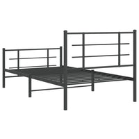 Giroletto con Testiera e Pediera-Struttura Letto Metallo Nero 100x200 cm 465780