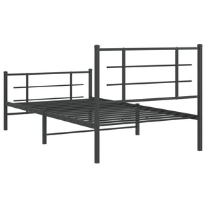 Giroletto con Testiera e Pediera-Struttura Letto Metallo Nero 100x200 cm 465780