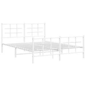 Giroletto con Testiera e Pediera Metallo Bianco 150x200 cm 355630