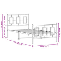 Giroletto con Testiera e Pediera Metallo Nero 90x190 cm 374251
