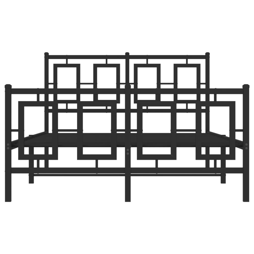 Giroletto con Testiera e Pediera-Struttura Letto Metallo Nero 120x190 cm 805308