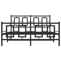 Giroletto con Testiera e Pediera Metallo Nero 135x190 cm 374258