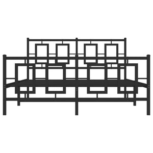 Giroletto con Testiera e Pediera Metallo Nero 135x190 cm 374258