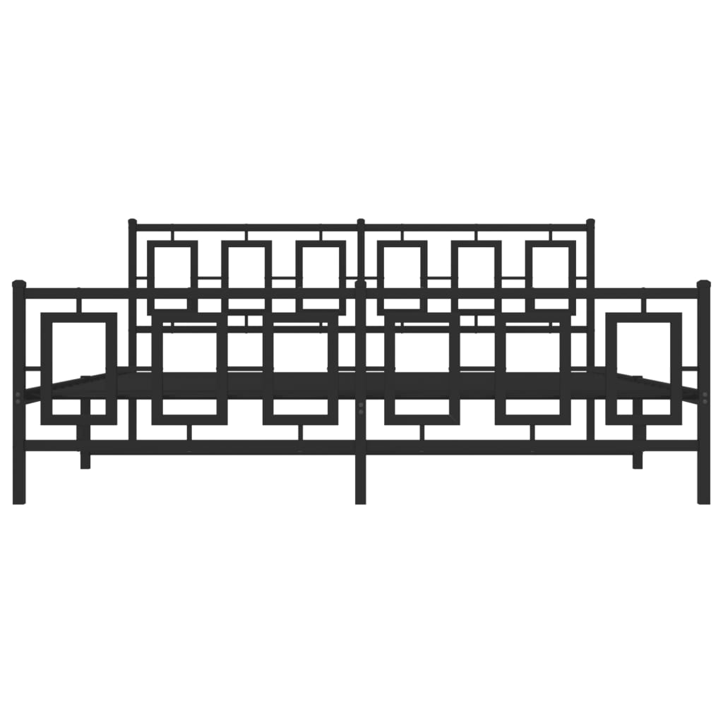 Giroletto con Testiera e Pediera Metallo Nero 183x213 cm 374264