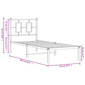 Giroletto con Testiera Metallo Bianco 80x200 cm 374281