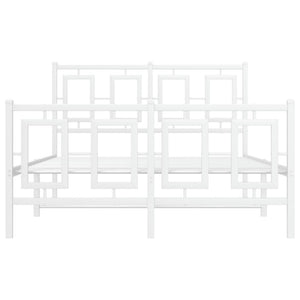 Giroletto con Testiera e Pediera Metallo Bianco 120x190 cm 374305