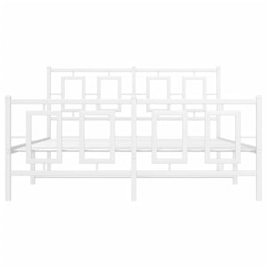 Giroletto con Testiera e Pediera Metallo Bianco 135x190 cm 374307