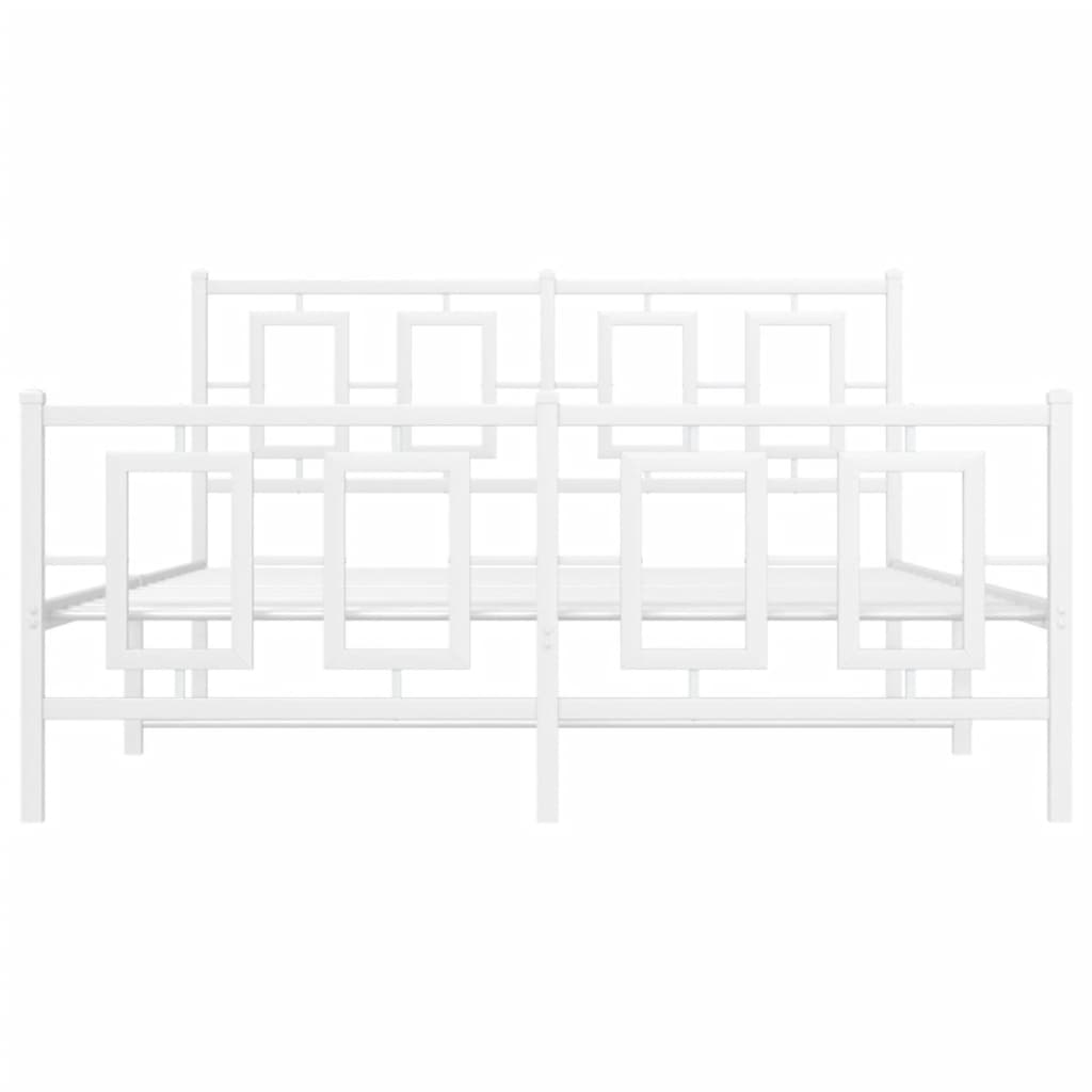 Giroletto con Testiera e Pediera Metallo Bianco 135x190 cm 374307