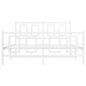 Giroletto con Testiera e Pediera Metallo Bianco 140x190 cm 374308