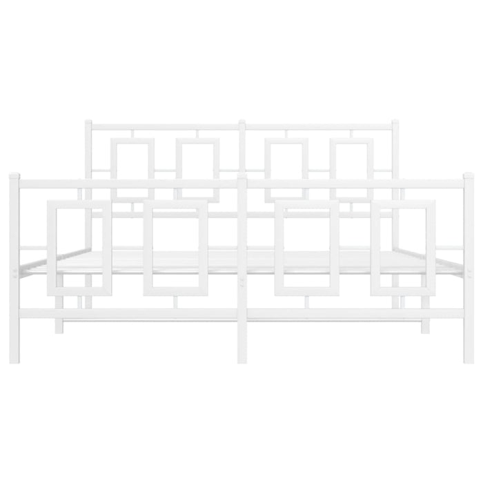 Giroletto con Testiera e Pediera Metallo Bianco 140x190 cm 374308