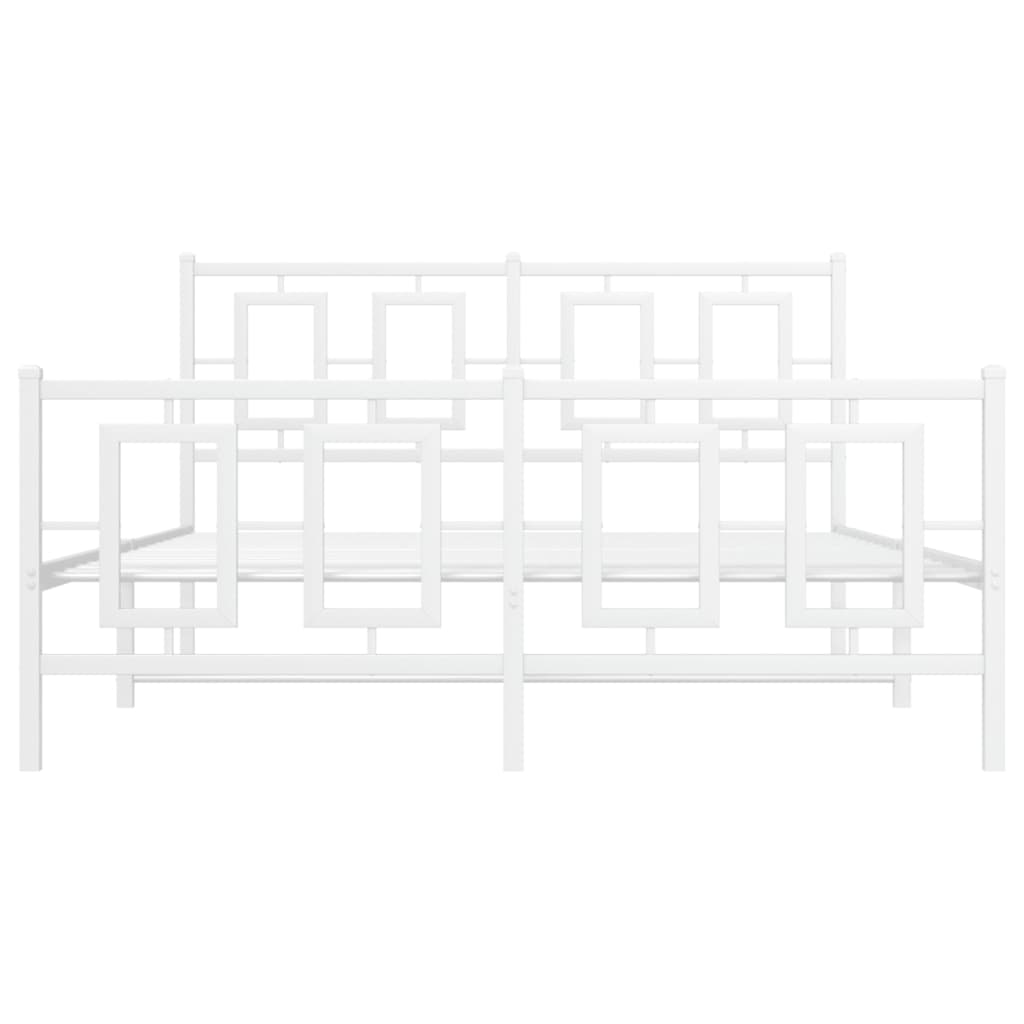 Giroletto con Testiera e Pediera Metallo Bianco 140x200 cm 374309