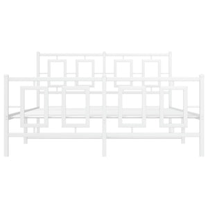 Giroletto con Testiera e Pediera Metallo Bianco 140x200 cm 374309