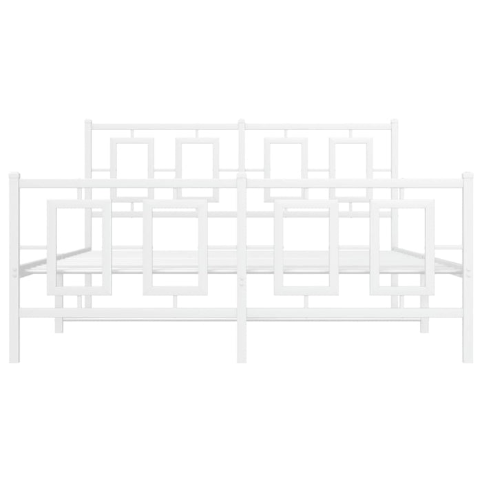 Giroletto con Testiera e Pediera Metallo Bianco 140x200 cm 374309